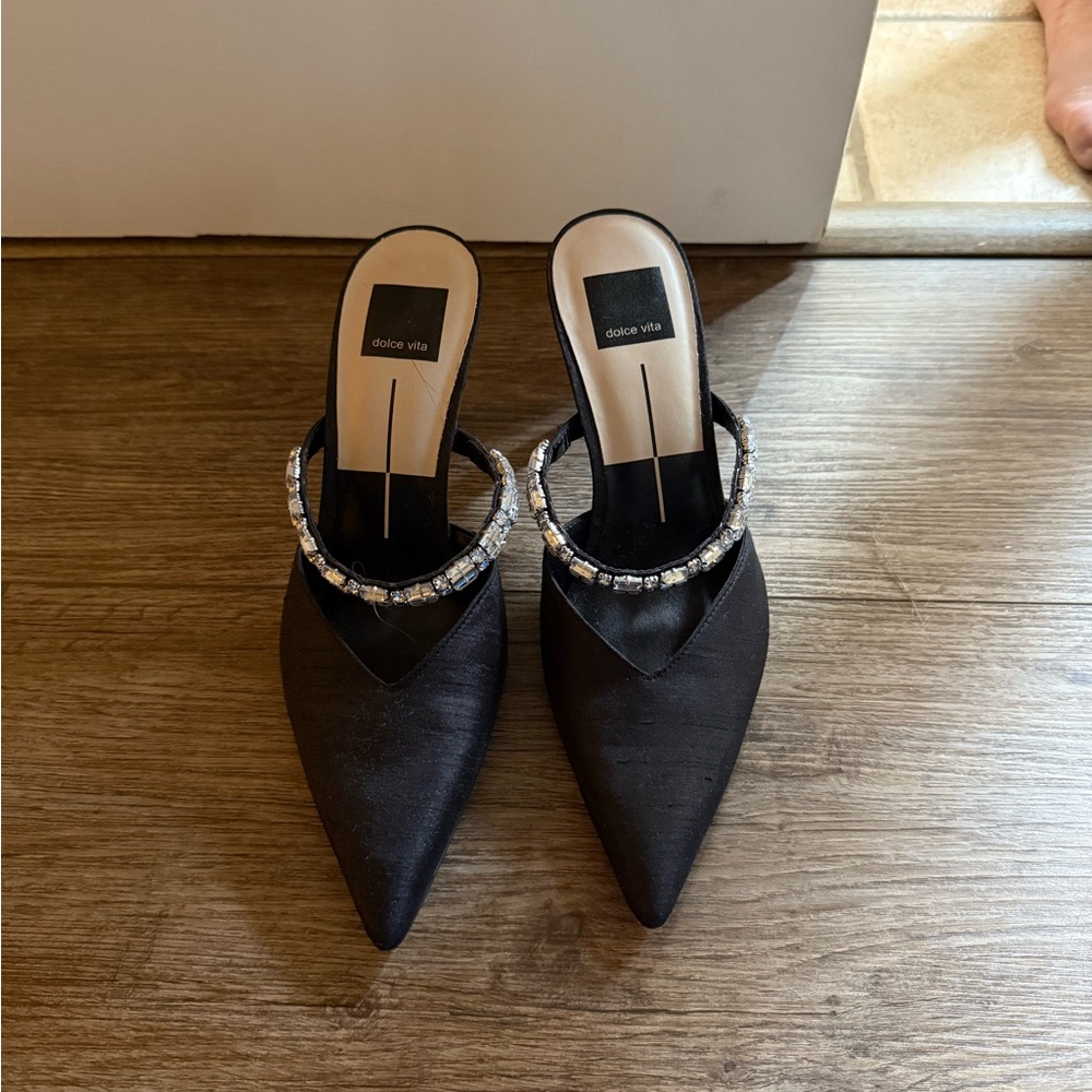 Kanika Rhinestone Dolce Vita Black Heel - 7.5